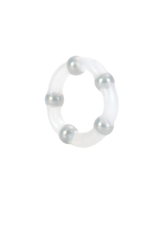 Metallic Bead Ring Silicone Cock Ring - Clear