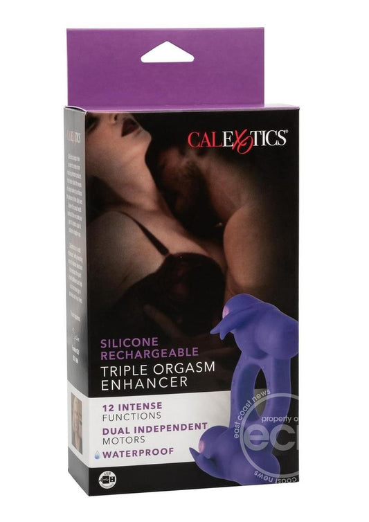 Couple's Enhancers Silicone Rechargeable Triple Orgasm Enhancer - Purple