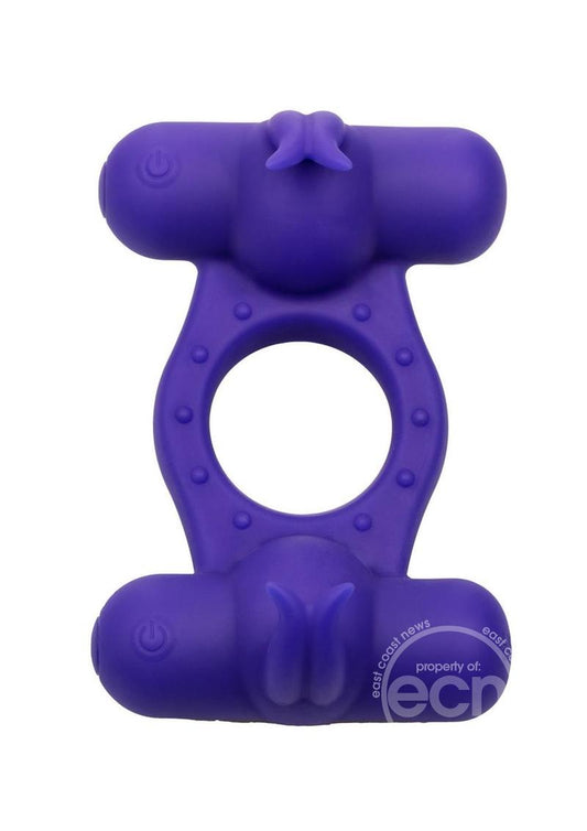 Couple's Enhancers Silicone Rechargeable Triple Orgasm Enhancer - Purple