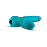 Temptasia Luna 9 in. Silicone Strapless Strap-On Dildo with Rechargeable Bullet Vibrator Teal