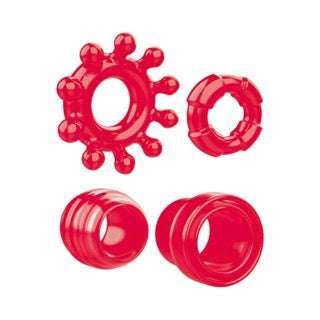 Zero Tolerance Ring The Alarm 4-Piece Cockring Set Red