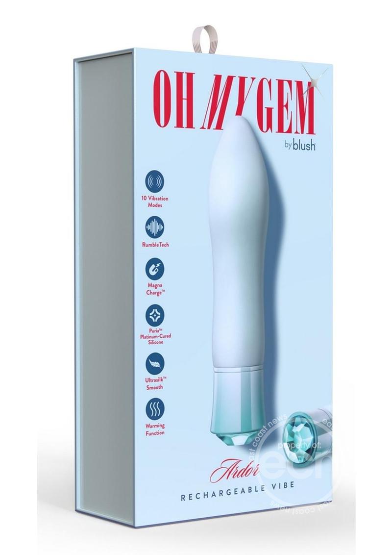 Blush Oh My Gem Ardor Rechargeable Warming Silicone Tapered Vibrator Aquamarine