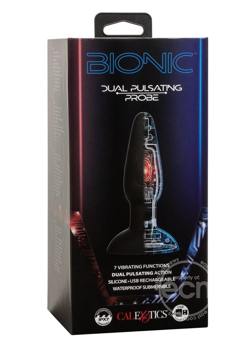 Bionic Dual Pulsating Probe Rechargeable Silicone Anal Stimulator - Black