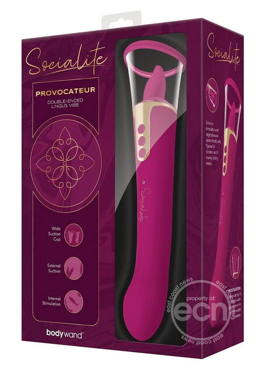 Bodywand Socialite Provacateur Rechargeable Silicone Double End Lingus Vibrator - Pink