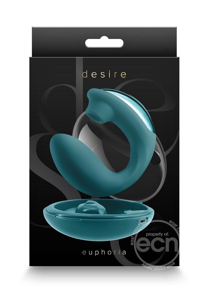 Desire Euphoria Dual End Vibrator with Air Pulse Clitoral Stimulation - Green