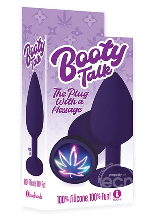 The 9's - Booty Talk Silicone Butt Plug Neon Leaf - Purple