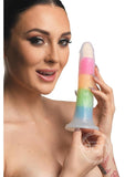 Lollicock Glow in the Dark Rainbow Silicone Dildo 7in