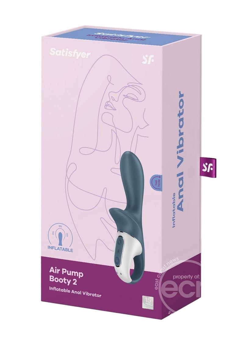 Satisfyer Air Pump Booty 2 Rechargeable Silicone Anal Vibrator - Gray