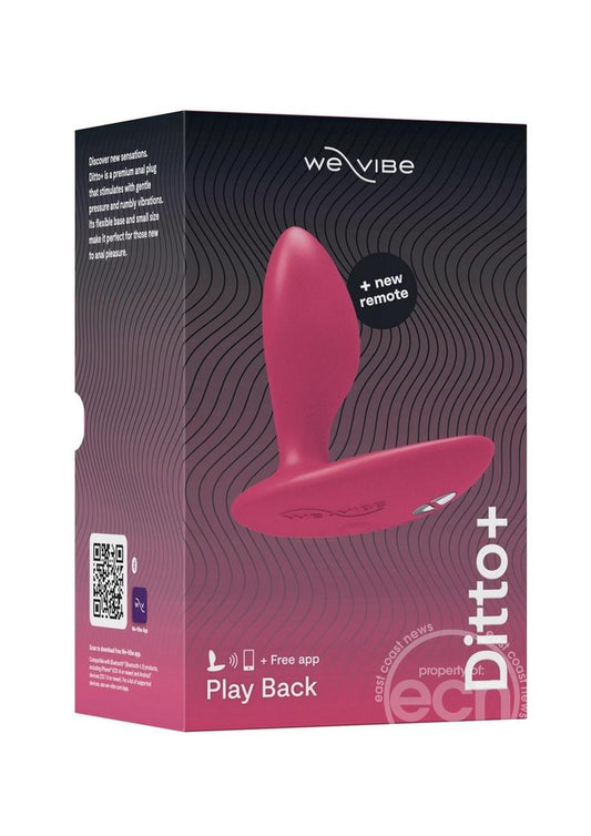 We-Vibe Ditto+ App Compatible Vibrating Rechargeable Silicone Butt Plug with Remote Control - Cosmic Pink