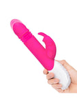 Rabbit Essentials Silicone Rechargeable G-Spot Thrusting Rabbit Vibrator - Hot Pink