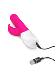 Rabbit Essentials Silicone Rechargeable G-Spot Thrusting Rabbit Vibrator - Hot Pink