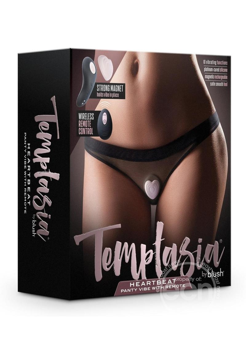 Temptasia Heartbeat Rechargeable Silicone Panty Vibe with Remote - Pink