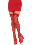 Leg Avenue Heart Net Thigh Highs - O/S - Red