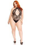 Leg Avenue Lace and Net Keyhole Crossover Halter Teddy