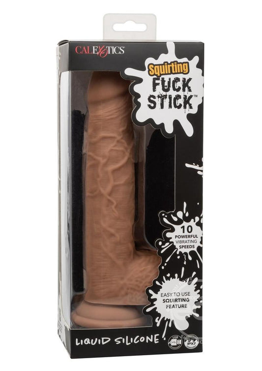 Squirting Fuck Stick Rechargeable Silicone Realistic Dong with Suction Cup - Chocolate