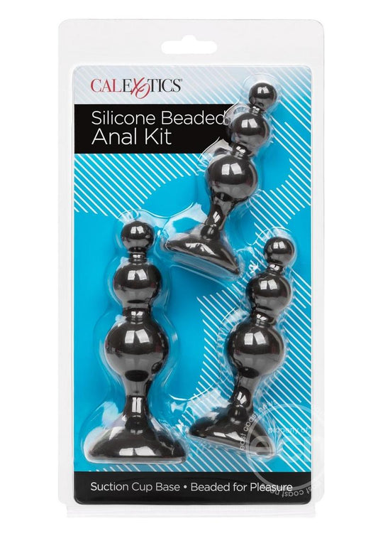 Anal Toys Silicone Beaded Anal Kit - Black