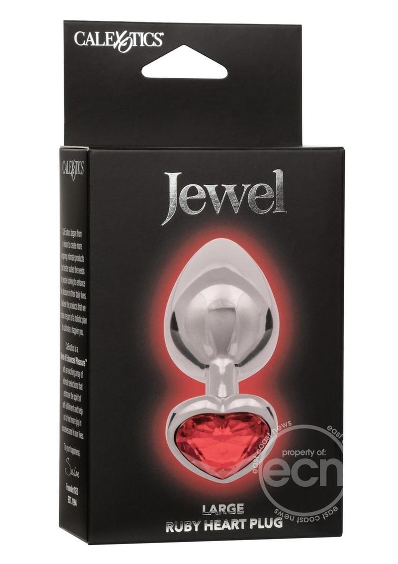 Jewel Ruby Heart Aluminum Anal Plug - Large - Red