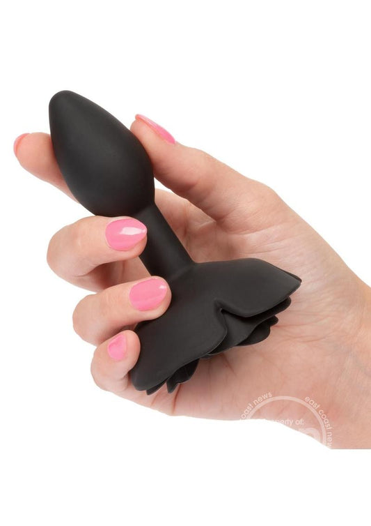 Forbidden Rose Silicone Anal Plug - Small - Black