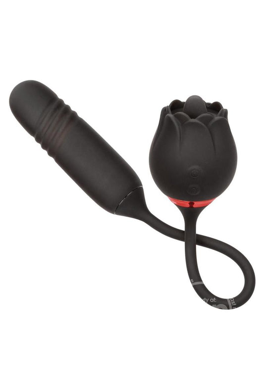 French Kiss Elite Romeo Rechargeable Silicone Vibrator with Clitoral Stimulator - Black