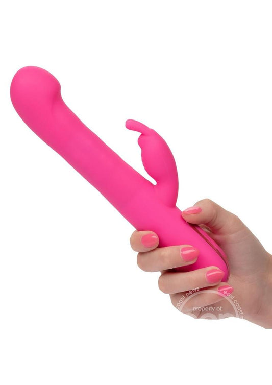 Jack Rabbit Elite Beaded G Rabbit Silicone Rechargeable Vibrator with Clitoral Stimulator - Pink