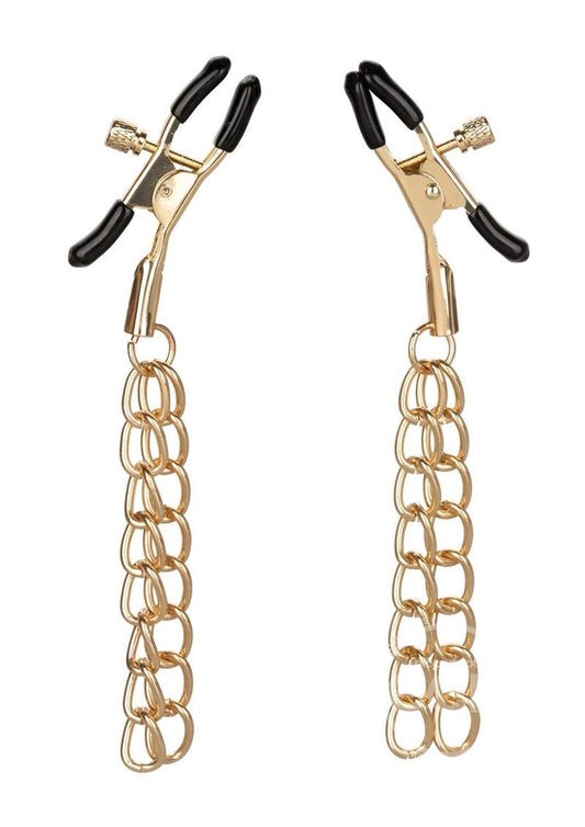 Ride 'em Premium Denim Collection Nipple Clamps - Gold