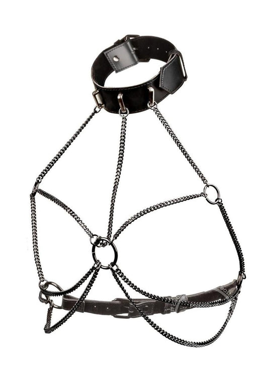 Euphoria Collection Multi Chain Collar Harness - Plus Size - Black