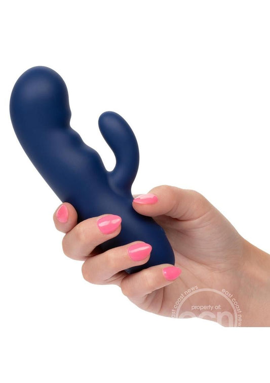 Cashmere Silk Duo Rechargeable Silicone Rabbit Vibrator - Blue