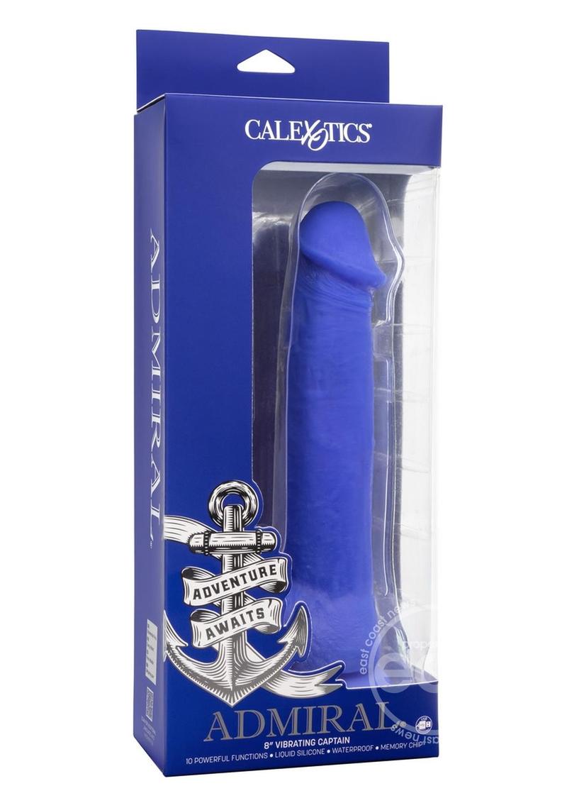 Admiral Vibrating Captain Rechargeable Silicone Dildo 8in - Blue