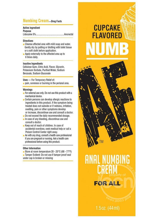 Numb AF Anal Numbing Flavored Cream 1.5oz - Cupcake