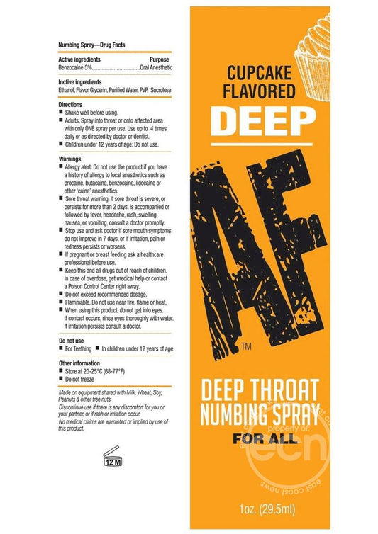 Deep AF Deep Throat Numbing Spray 1oz - Cupcake