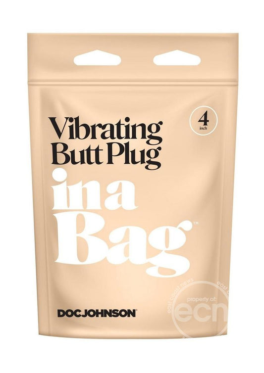 In a Bag Silicone Vibrating Butt Plug 4in - Black