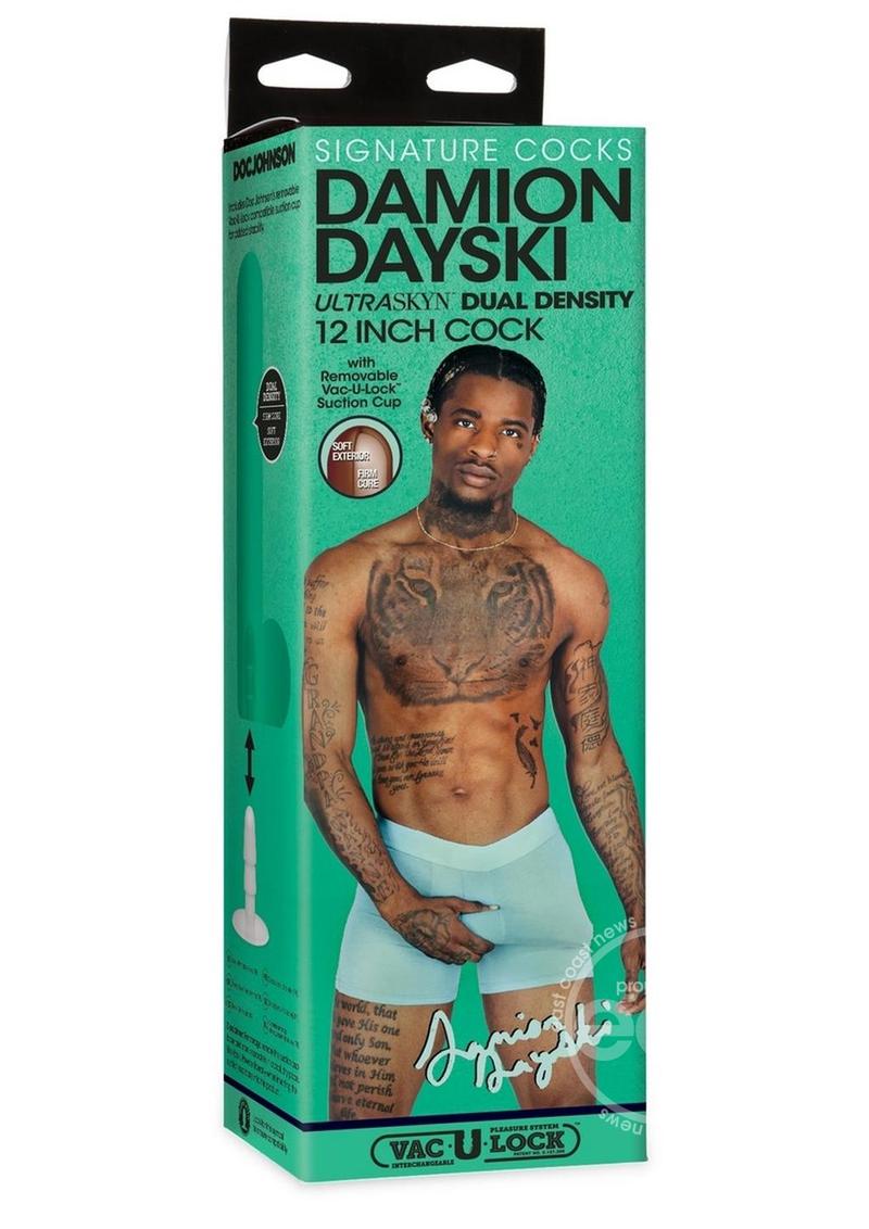 Signature Cocks Ultraskyn Damion Dayski Dildo with Removable Suction Cup 12in - Chocolate