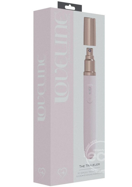 LoveLine The Traveler Rechargeable 10 Speed Travel Vibrator - Pink - Holds Lubricant