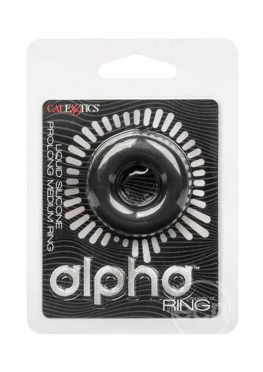 Alpha Liquid Silicone Prolong Cock Ring - Medium - Black