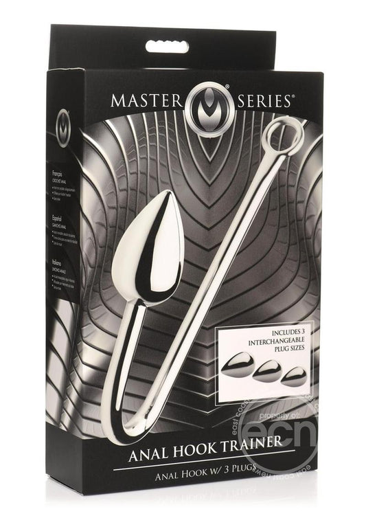 Master Series Anal Hook Trainer with 3 Plugs - Stainless Steel