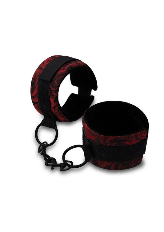 Secret Kisses Rosegasm Cuffs with Satin Blindfold - Red/Black