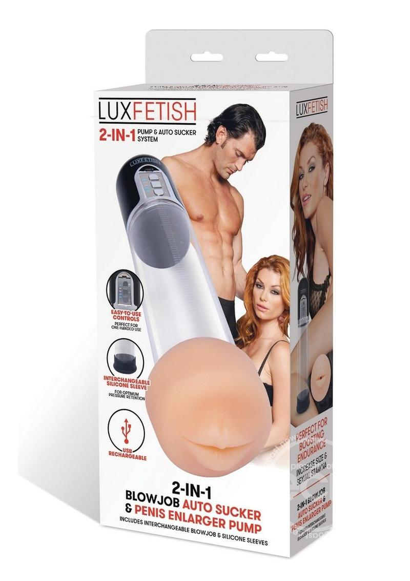 Lux Fetish 2 in 1 Blowjob Auto Sucker & Penis Englarger Pump - Black