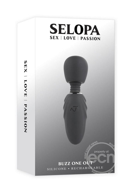 Selopa Buzz One Out Rechargeable Silicone Mini Wand Vibrator Black