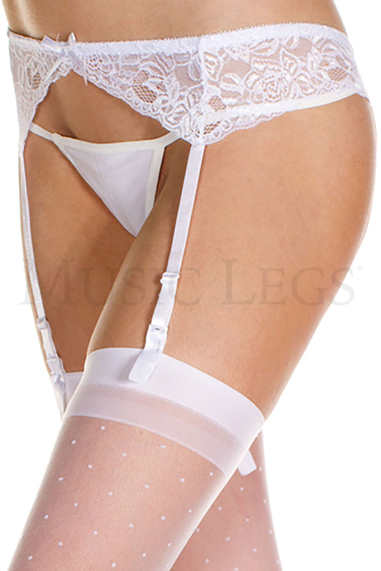 LACE GARTERBELT WITH OVERSIZED BOW - WHITE