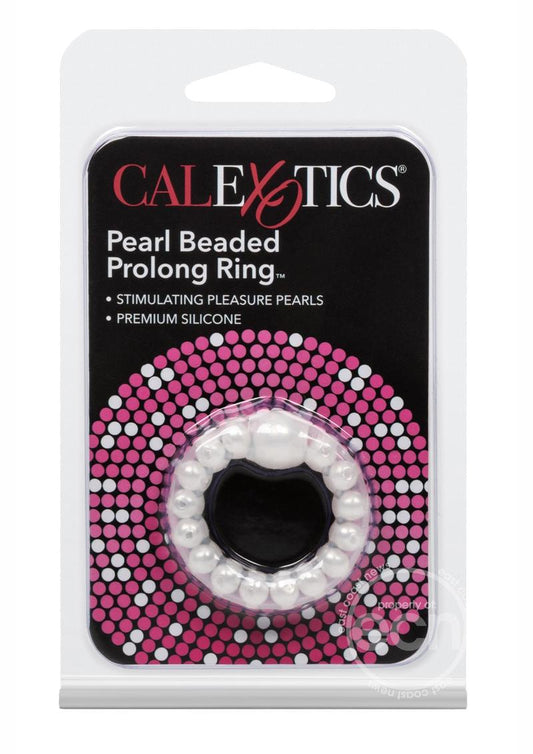 Pearl Beaded Prolong Silicone Cock Ring - White