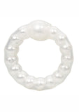 Pearl Beaded Prolong Silicone Cock Ring - White