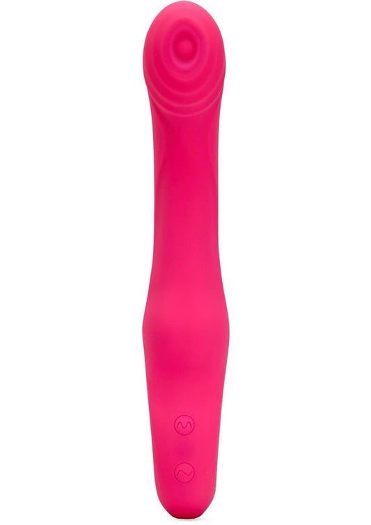 Nu Sensuelle Rhapsody Rechargeable Silicone Single Tapping Vibrator with Clitoral Stimulation - Deep Pink