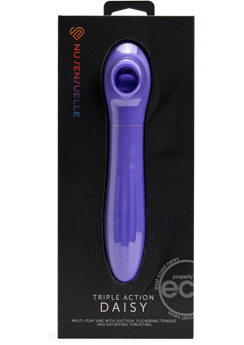 Nu Sensuelle Daisy Rechargeable Silicone Triple Action Thrusting Tongue Suction Vibrator