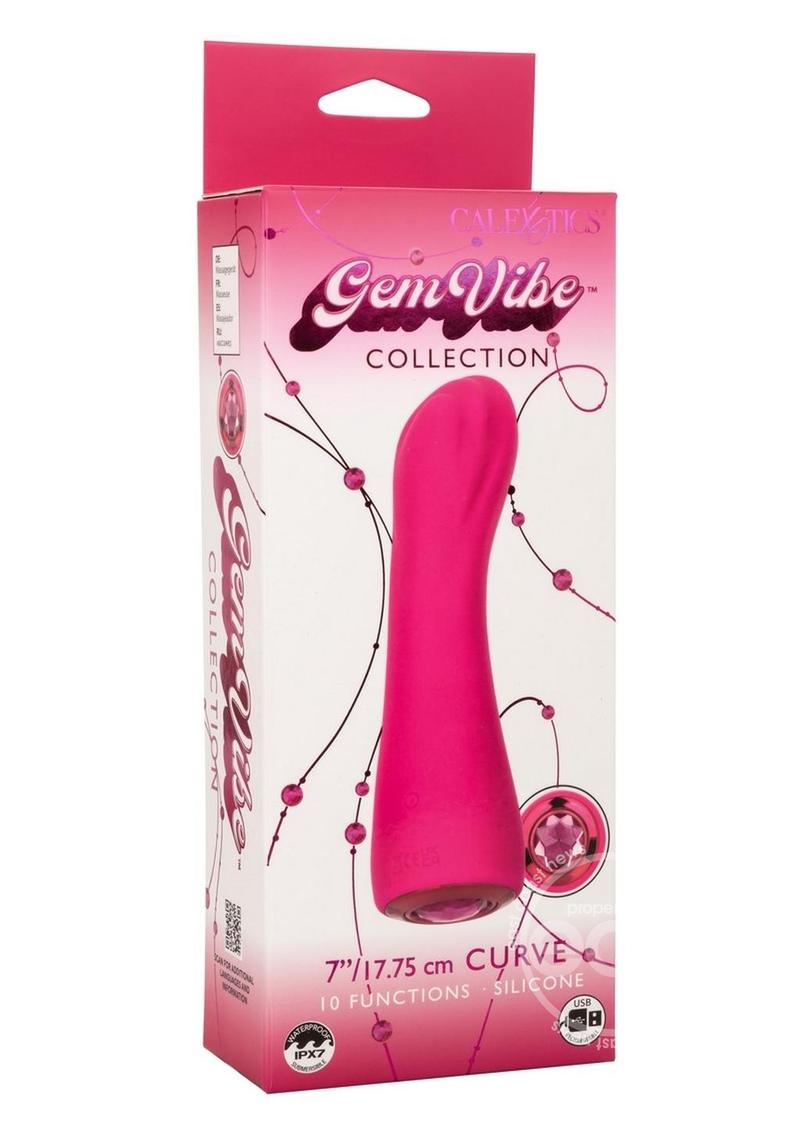 Gem Vibe Collection Curve Rechargeable Silicone G-Spot Vibrator - Pink