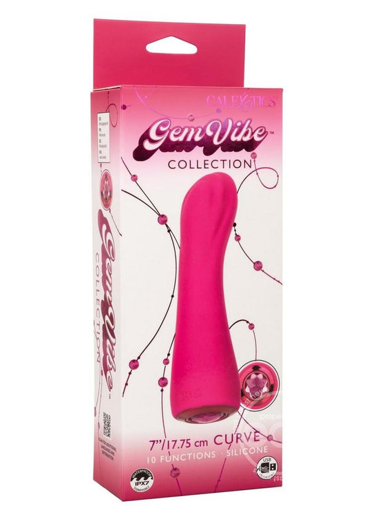 Gem Vibe Collection Curve Rechargeable Silicone G-Spot Vibrator - Pink