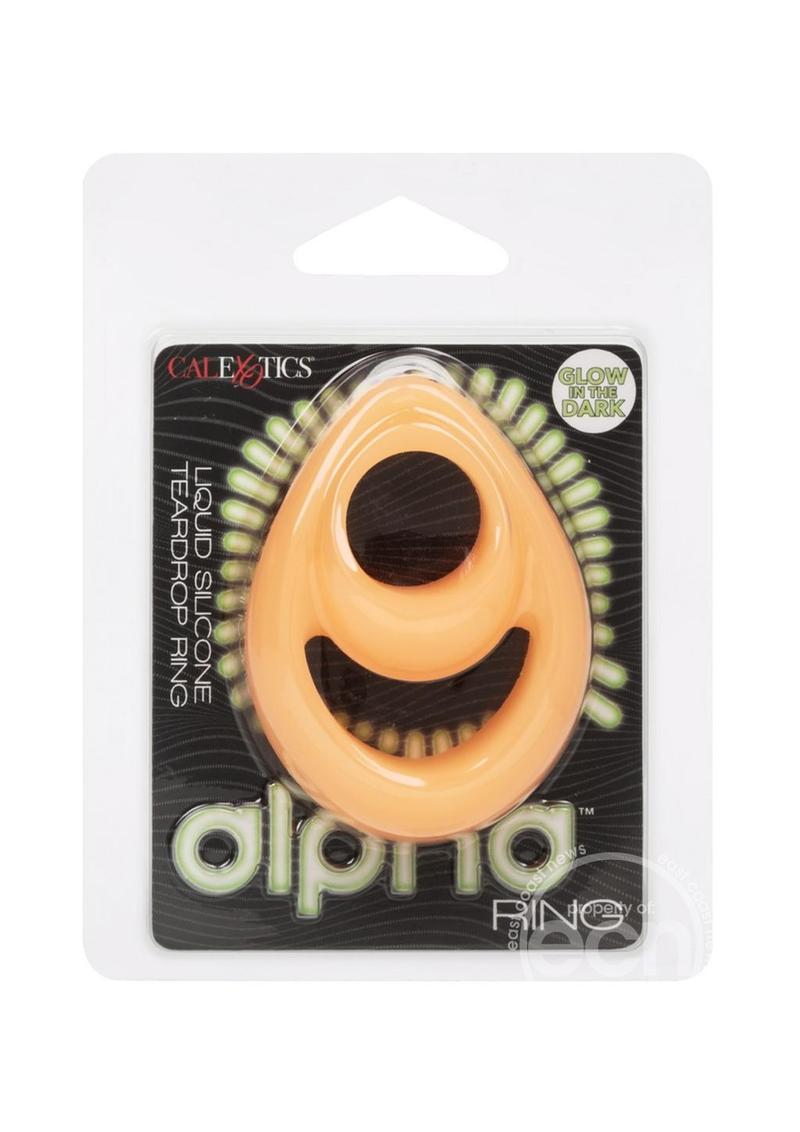 Alpha Glow in the Dark Liquid Silicone Teardrop Dual Ring - Orange