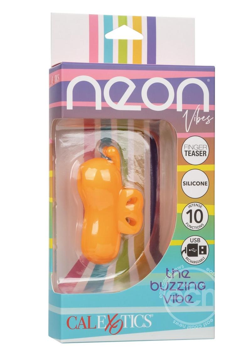 Neon Vibes The Buzzing Vibe Rechargeable Silicone Finger Vibrator - Orange