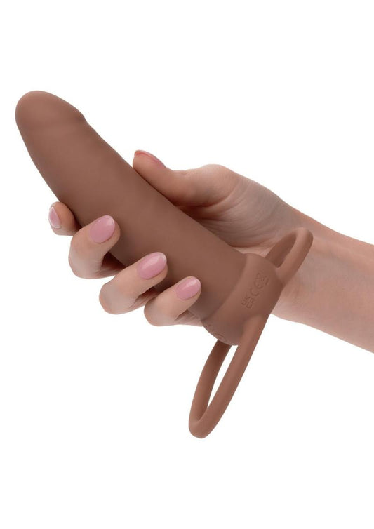 Performance Maxx Rechargeable Silicone Thick Dual Penetrator Extender - Chocolate