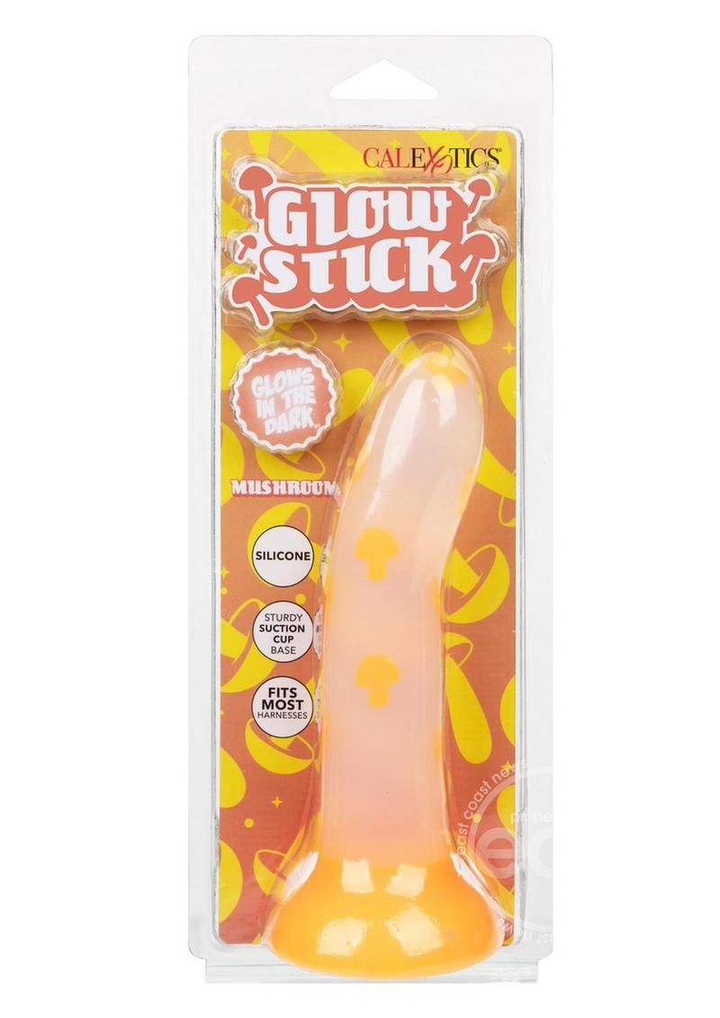 Glow Stick Mushroom Silicone Glow in the Dark Dildo with Suction Base - Orange
