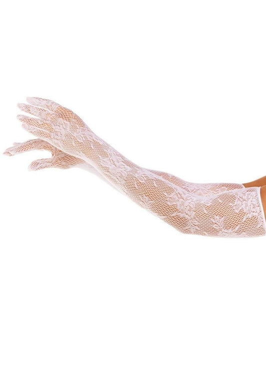 Leg Avenue Seamless Opera Length Floral Net Gloves